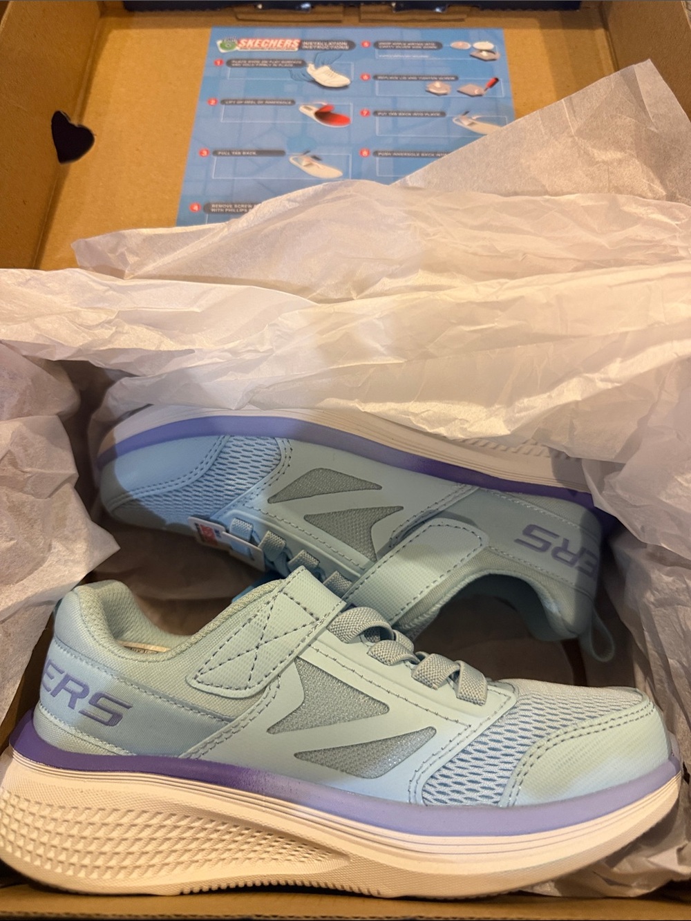 Skechers Kids Find My Go Run Elevate Light Blue and Lavender Sneakers